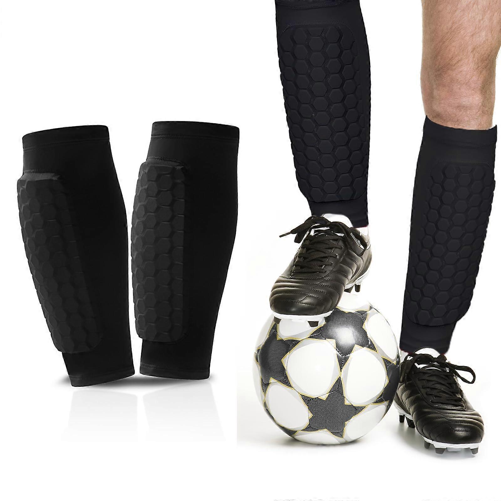 1 ζευγάρι μαύρα μανίκια Shin Pads με Honeycomb Shape Sponge Pad Shin Guards για εφήβους Ενήλικες για υπαίθρια έντονα αθλήματα Αρχάριοι