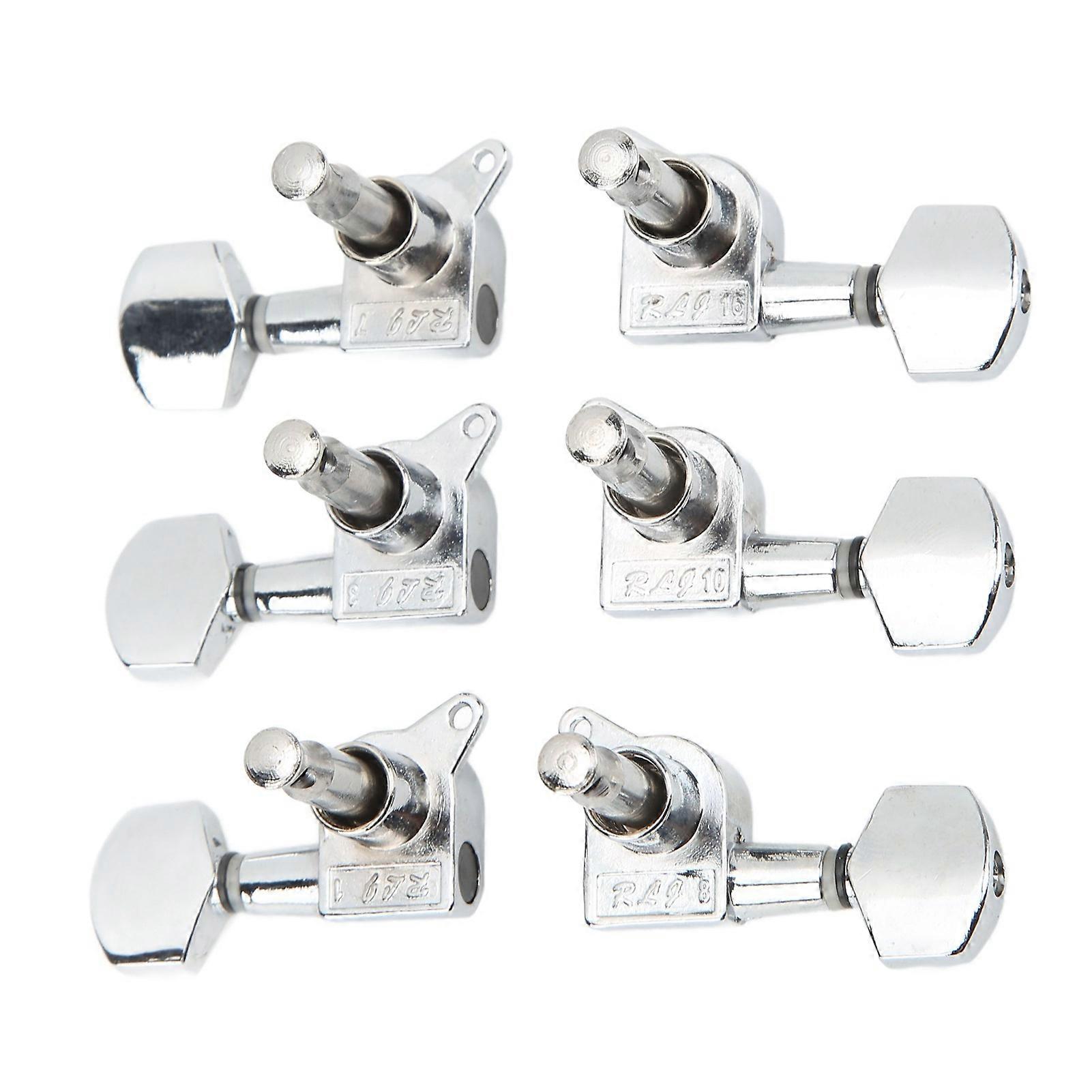 Small Square Fully Enclosed Locking Tuners 3L 3R Metal String Tuning Pegs Guitar Accessories Silver 