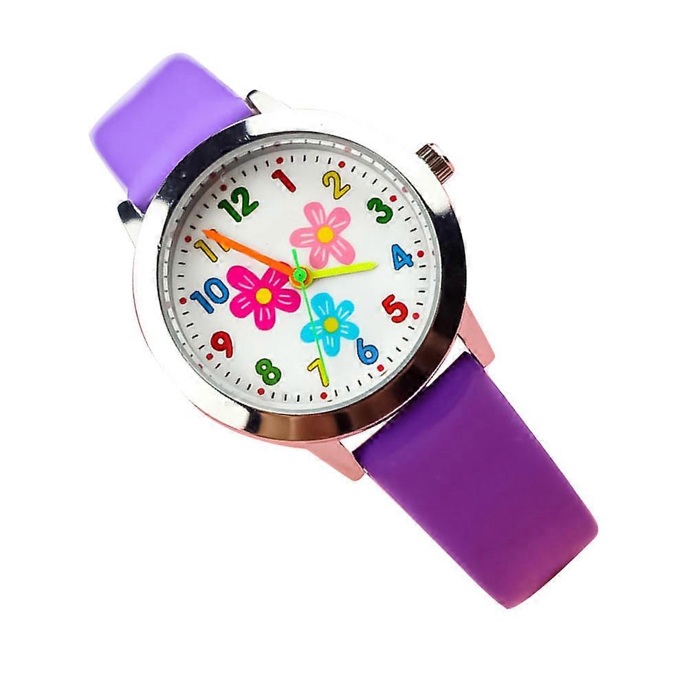 Adorable Kids Watch with Precise Quartz Movement and Comfortable Strap Made of Glass Alloy Purple