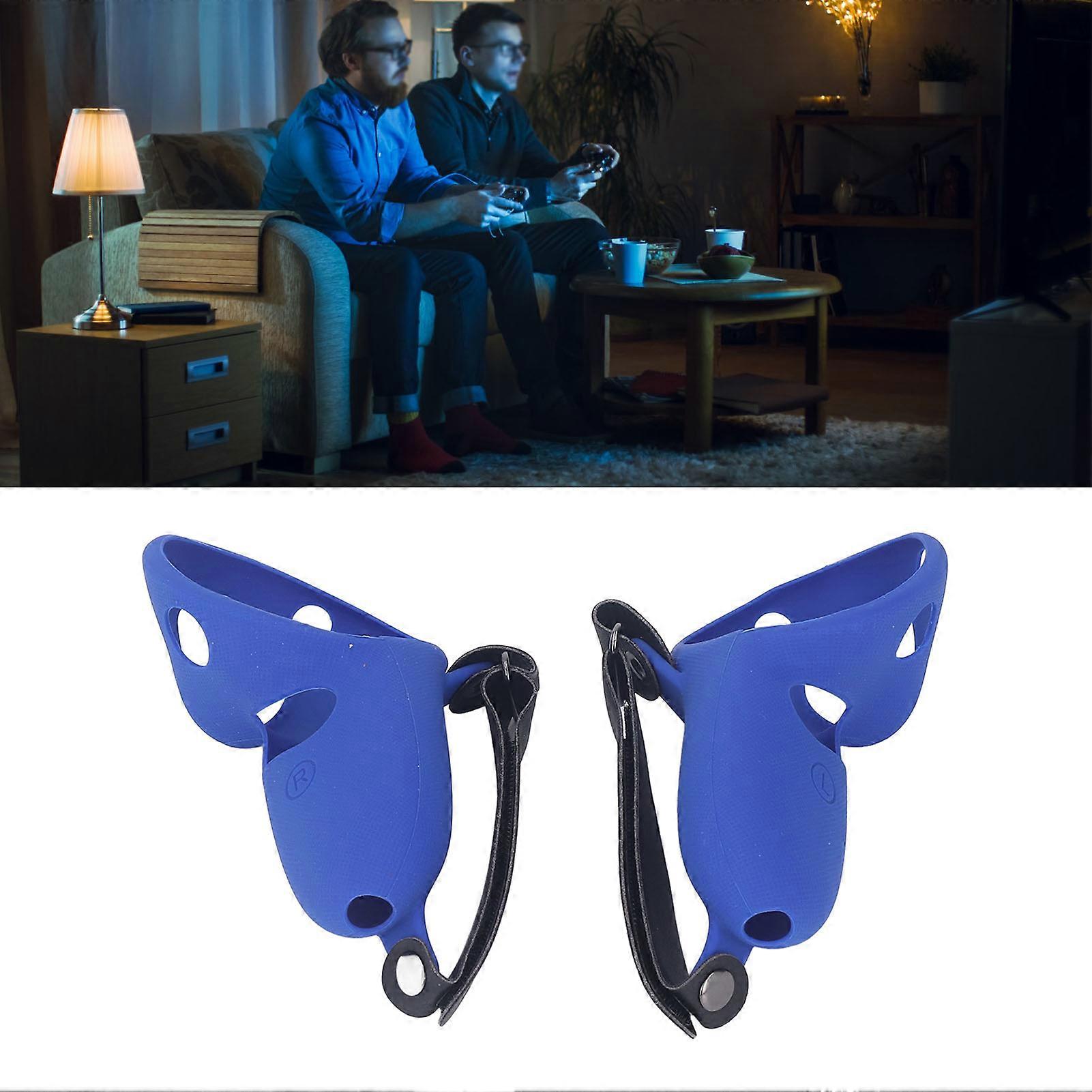 2pcs Touch Controller Grip Cover Silicone Grip Cover Protector with Knuckle Straps for Meta Quest Pro Blue 