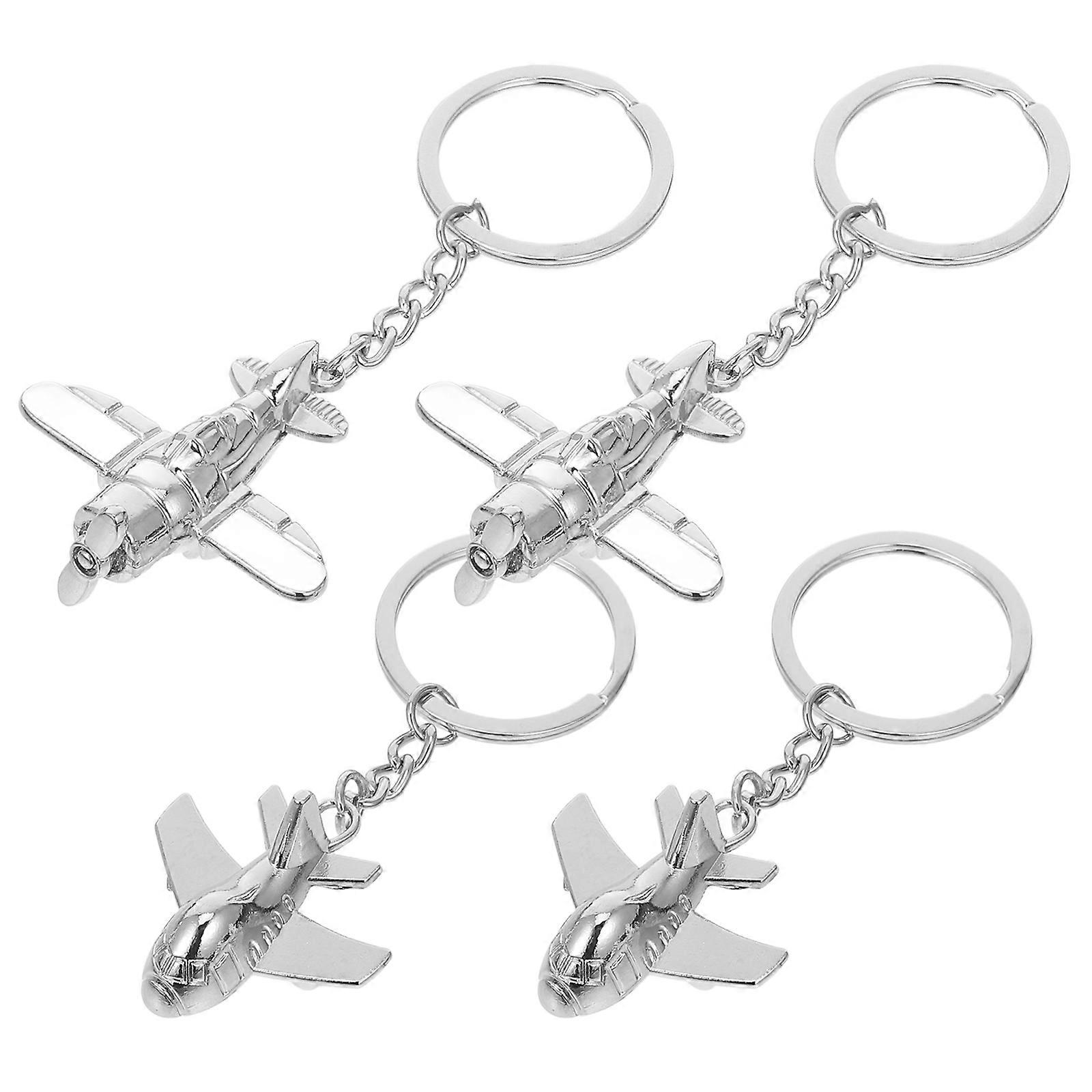 Metal Key Pendant Creative Aircraft Model for Decoration 4Pcs Set