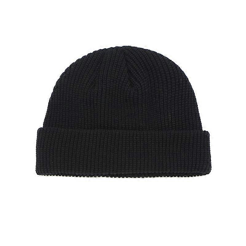 Unisex Autumn Winter Ribbed Knitted Hat Soft Cuffed Short Melon Cap Men Women Navy Style Beanie Hat