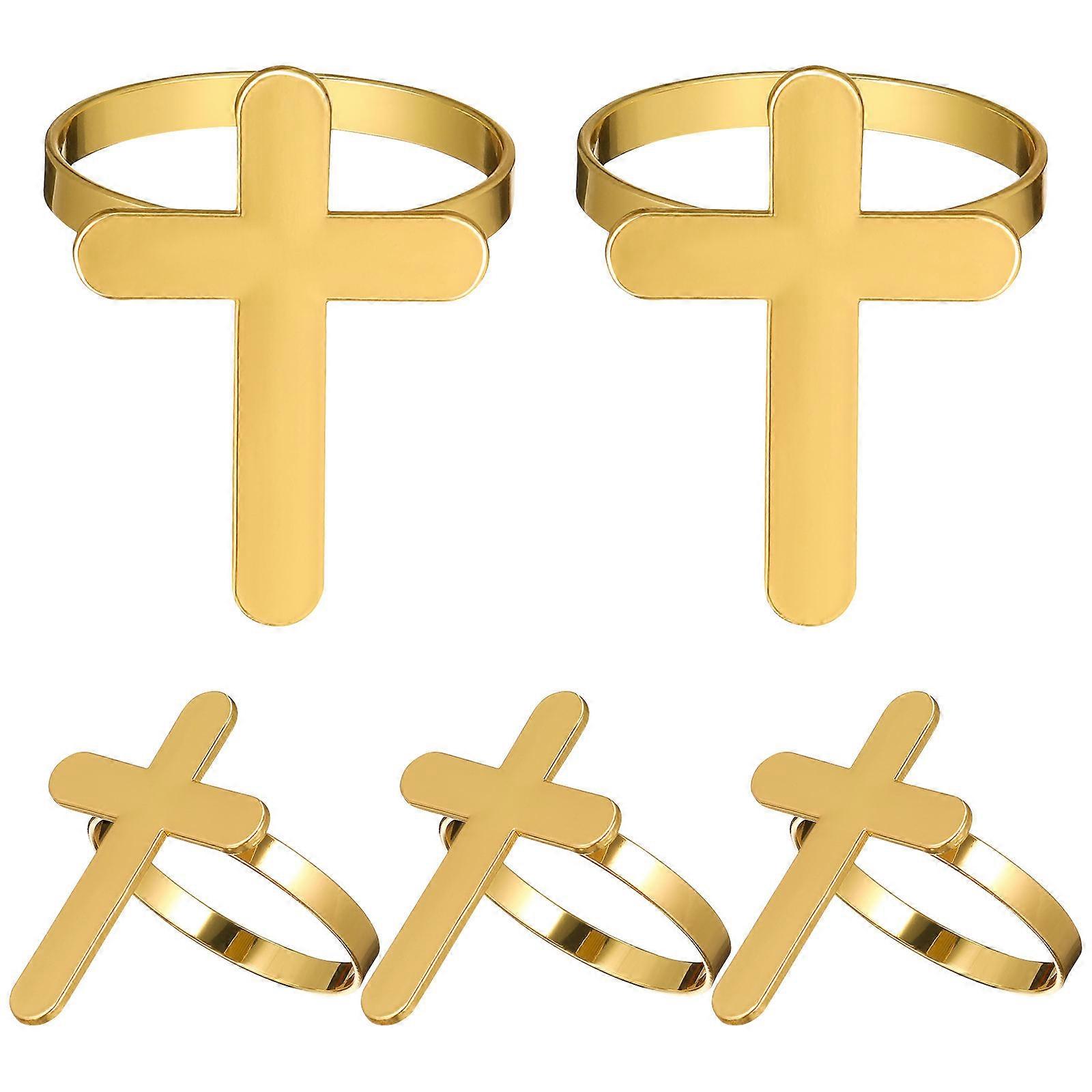Golden CrossShaped Napkin Rings for Elegant Table Decor Alloy Material Set of 4