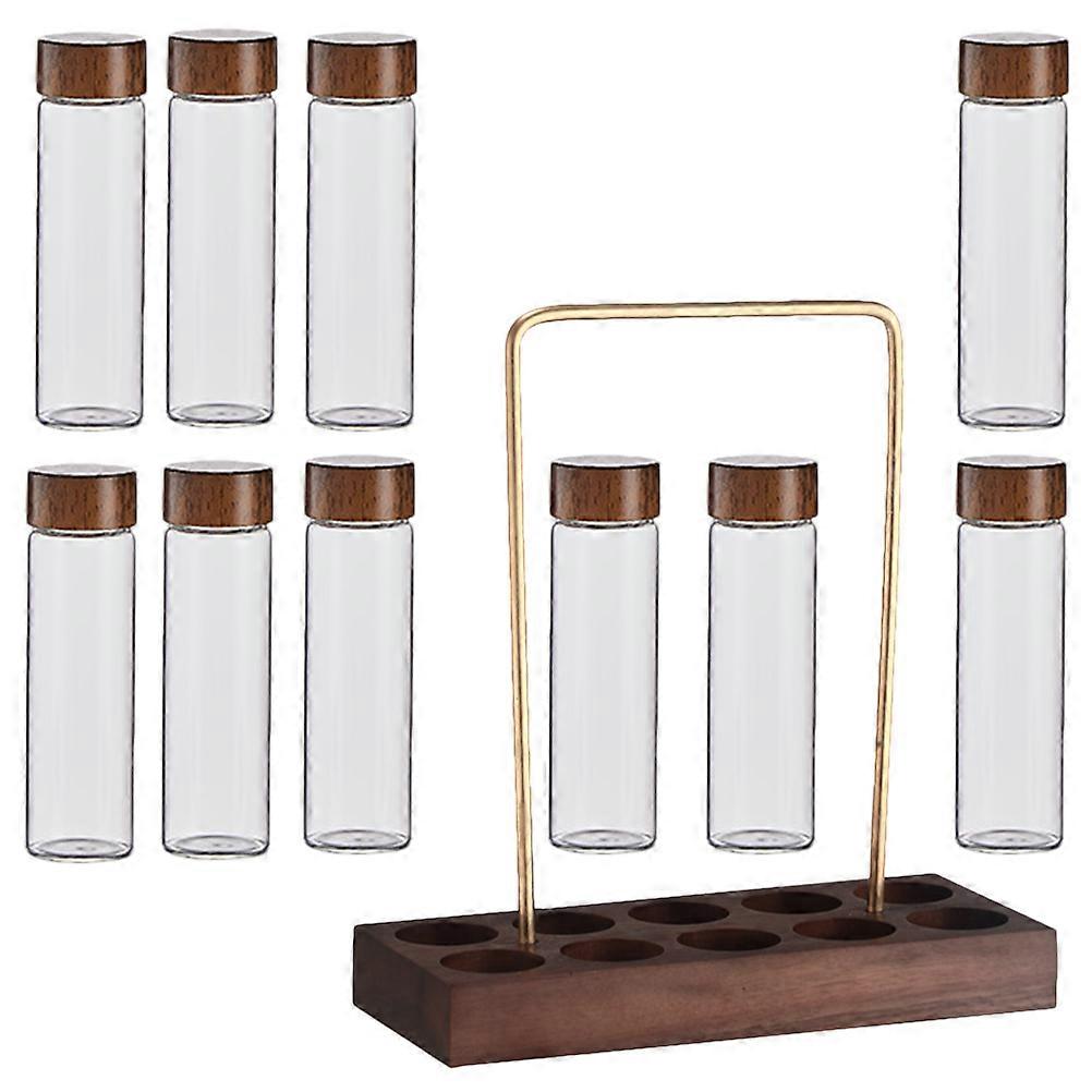 Glass Coffee Bean Vials with Lids and Display Stand – Airtight Storage Tubes for Coffee, Spices, and Herbs – Compact and Design