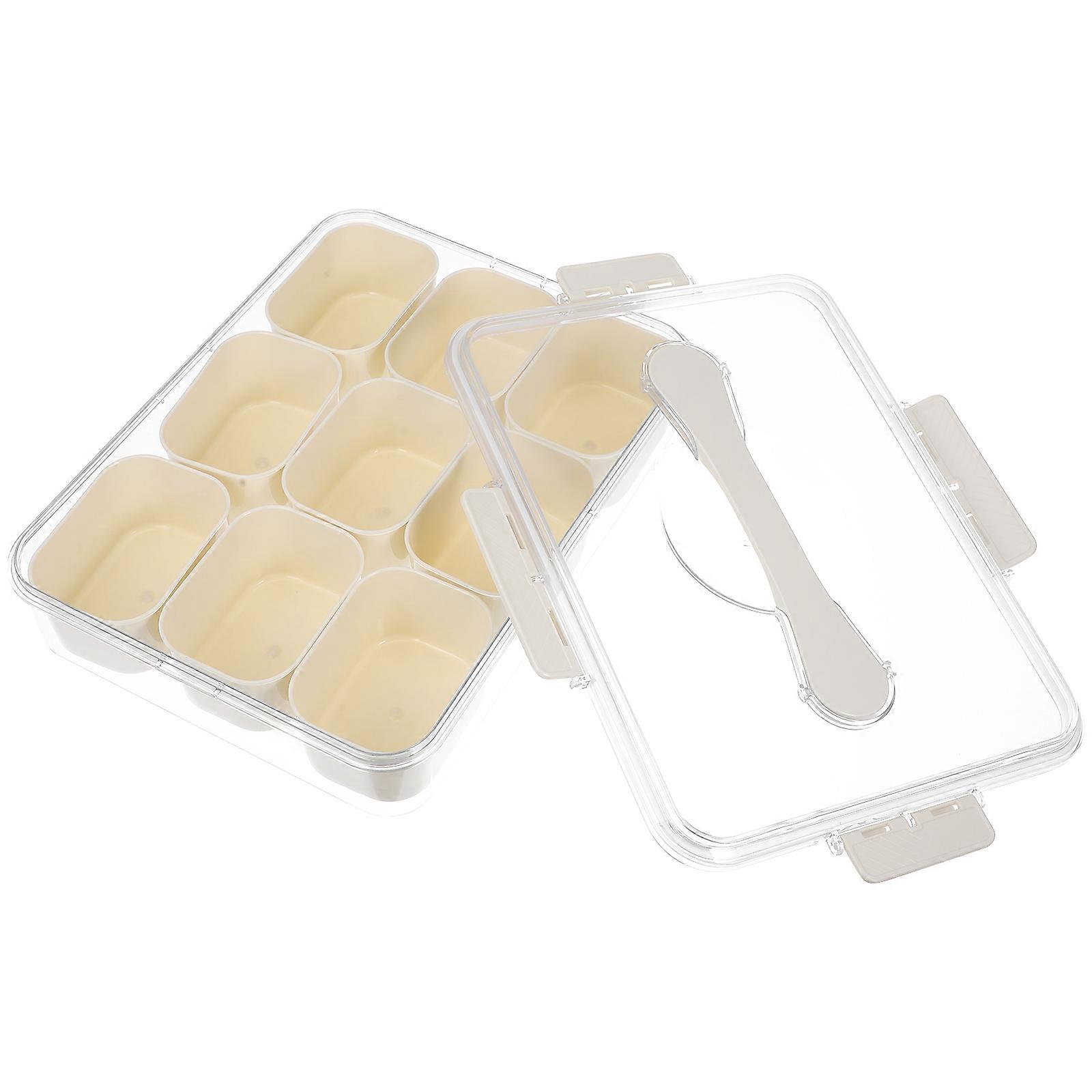 Transparent Plastic Food Containers with Lid for Storage 9 Compartment Snack Box 9.8x6.3x2.4 Inches