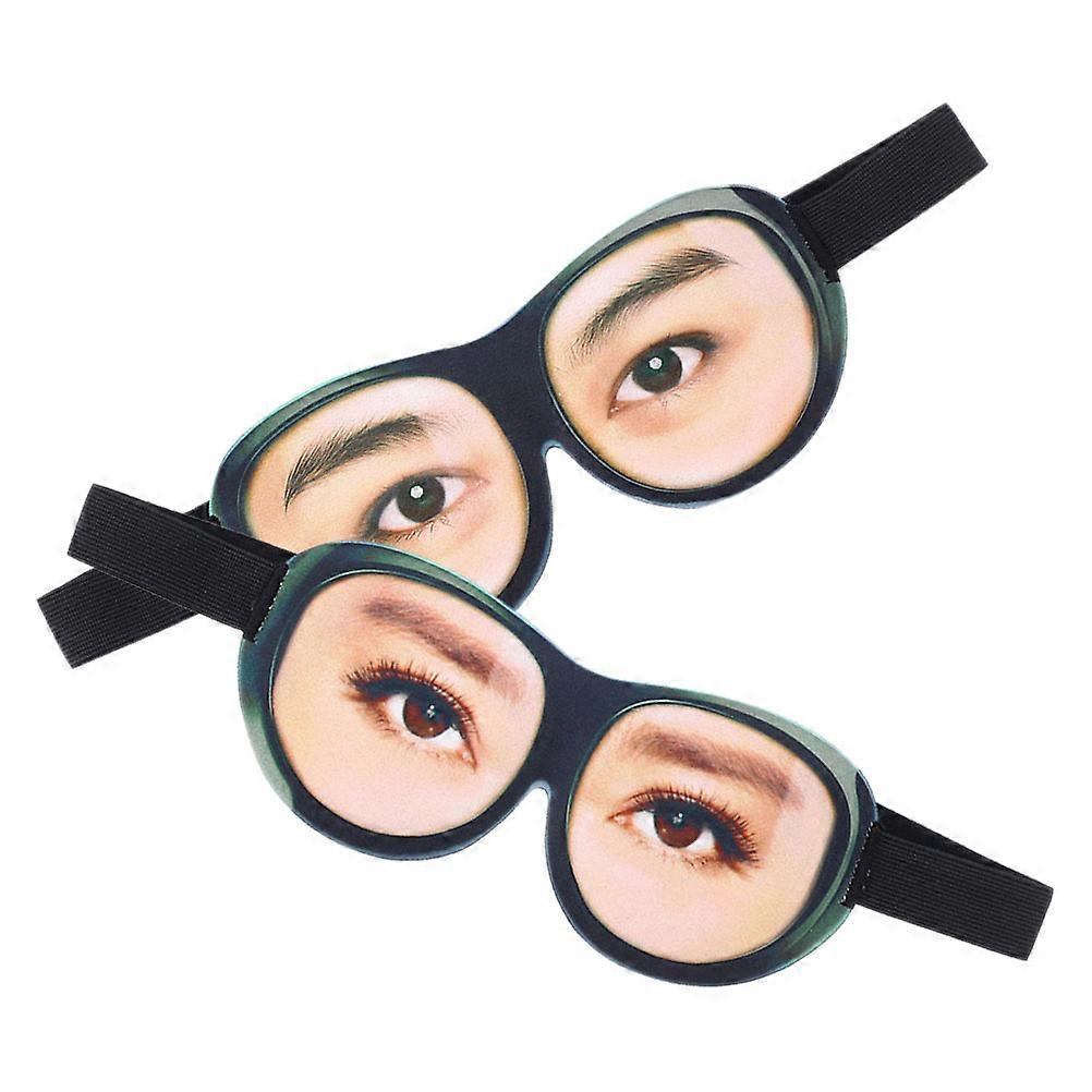 Resting Eye Masks Funny 3D Eye Mask for Travel Flights Trains Rest Meditation Adjustable Head Strap Polyester 2Set
