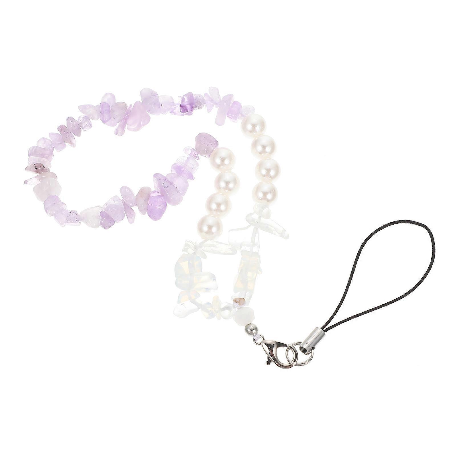 Lightweight Beaded Lanyard for Mobile Phones Removable Wrist Chain with Crystal Pearl Design for Easy Carrying and Protection