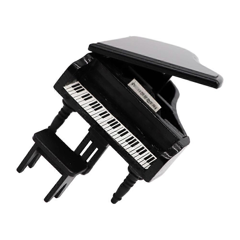 Piano Shape Mini House Decor Doll House Decoration For DIY Lovers Black Wooden Simulation Piano 1 Piece