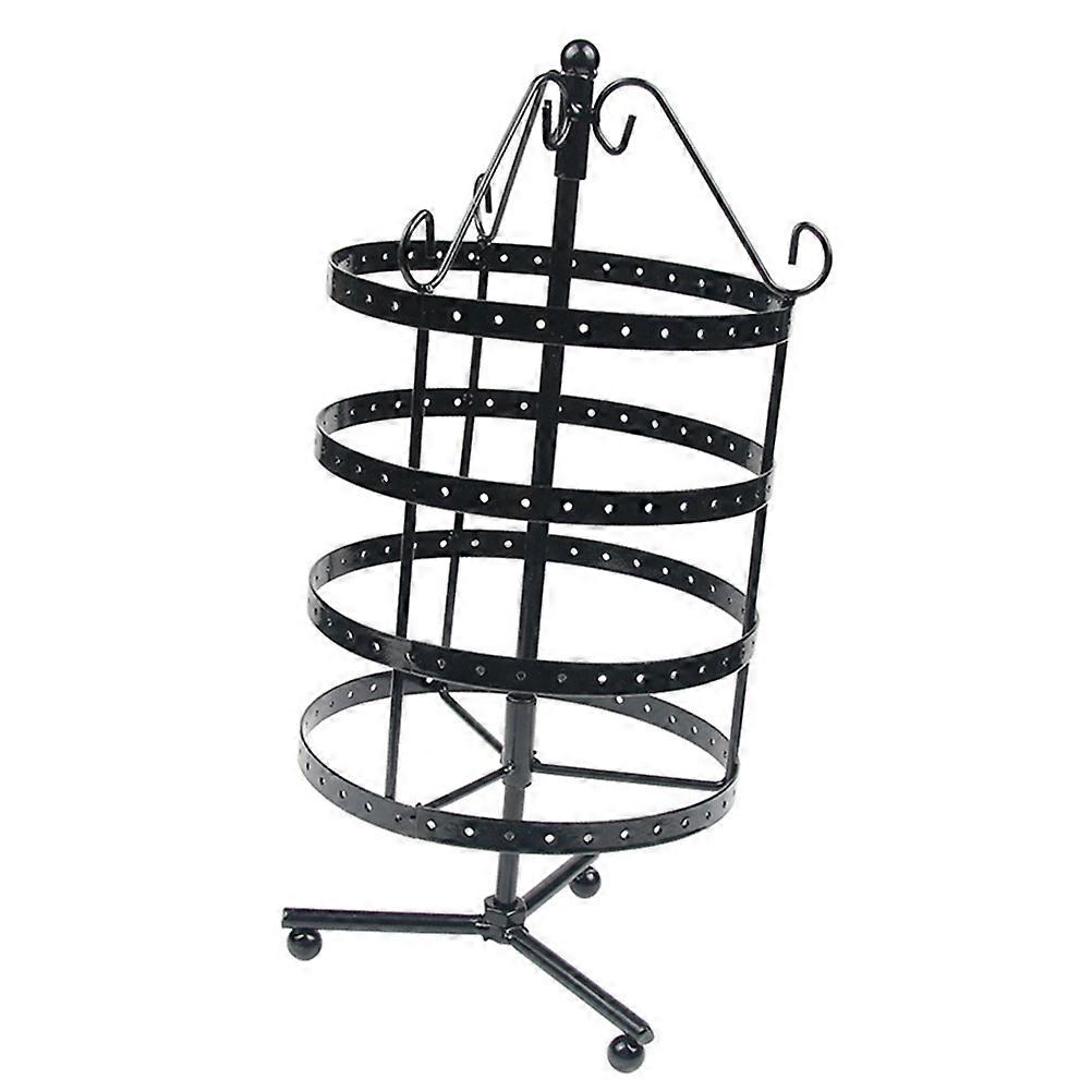 Black Metal Jewelry Holder with Bird Cage Design for Home Organization and Decoration Rotating Display Rack 4Layer