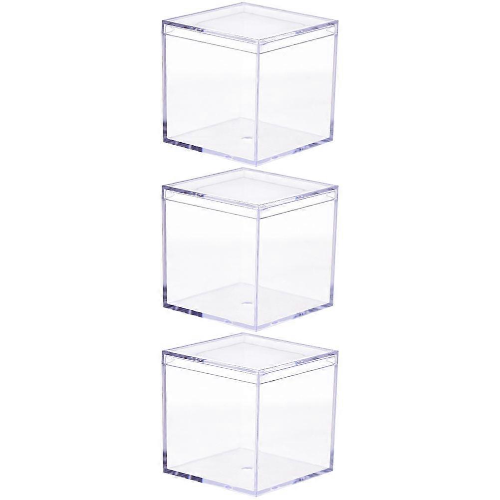 3 Pcs White Acrylic Candy Boxes for Storage Transparent Food Storage Box Square
