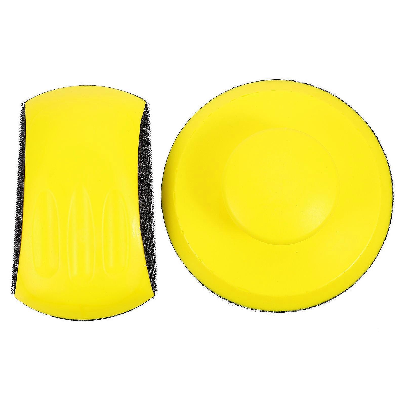 PU Foam Yellow Manual Grinding Disc with Self-adhesive Design for Polishing Use 2pcs