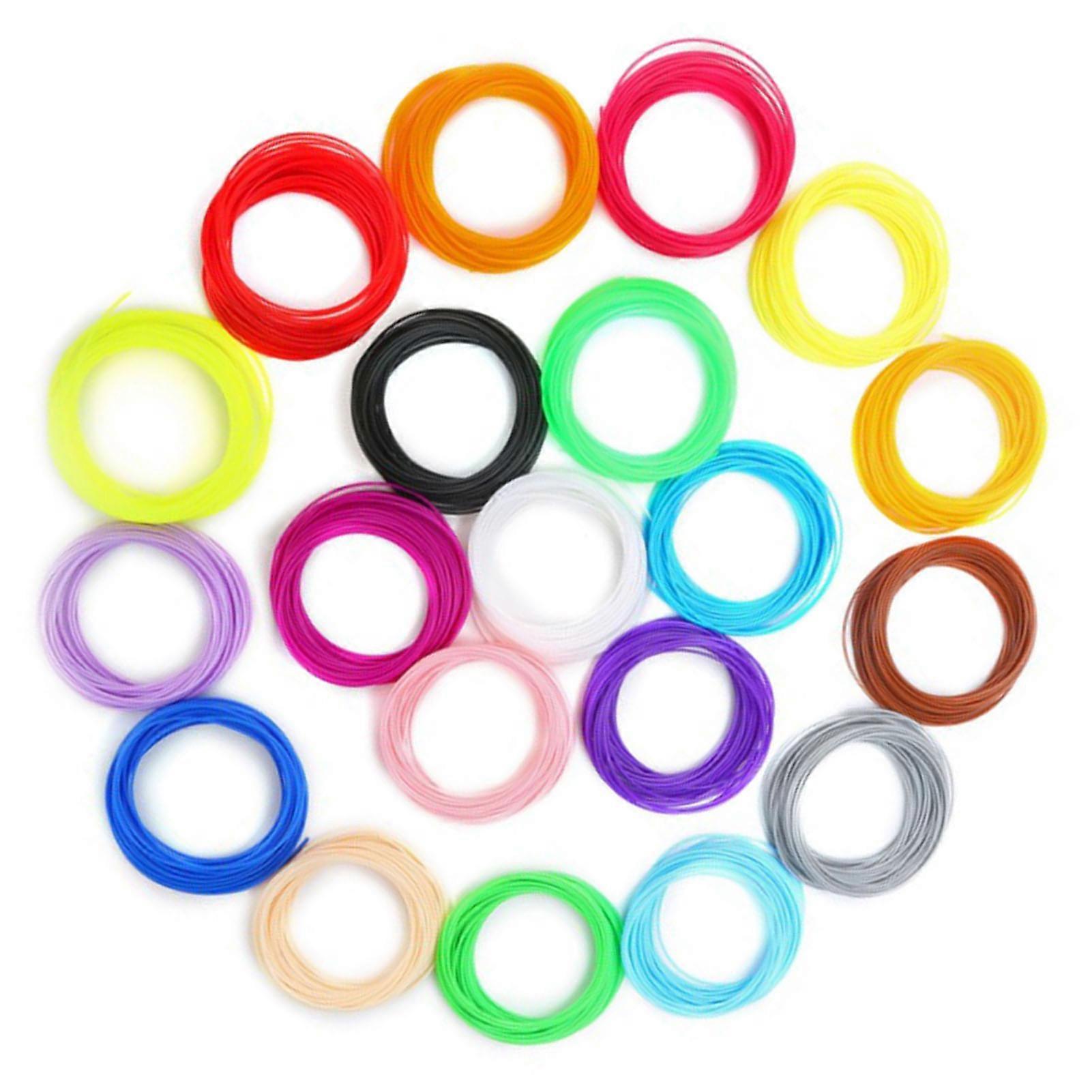 20 Rolls 3D Pen Filament PLA 10.9yd Length Assorted Colors Smoothing Safe 3D Pen Filament Refills for Replacement 