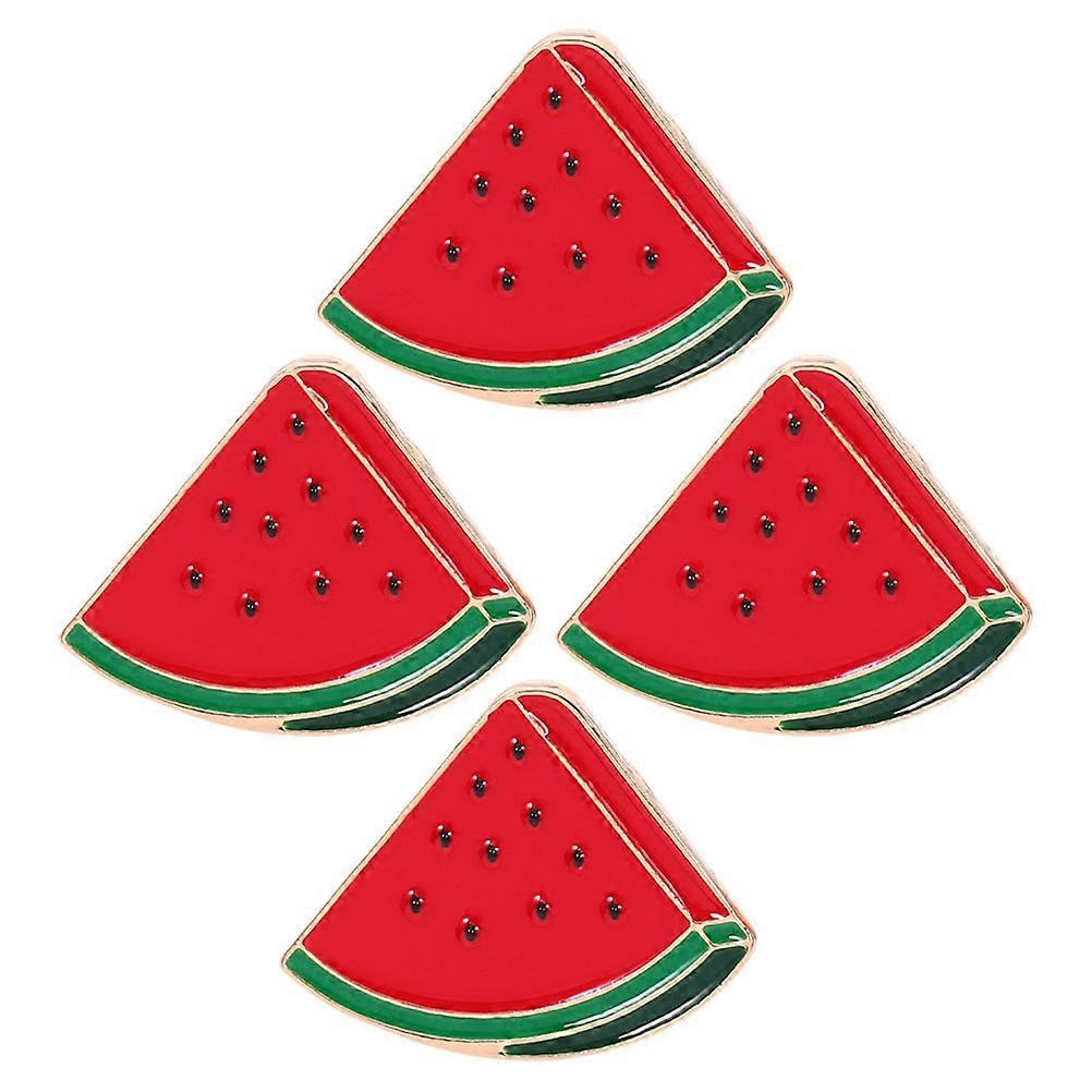 4pcs Cute Watermelon Alloy Brooches, Fruit Shape Lapel Pins for Bags, Clothing & Accessories, Durable Summer Style Pins
