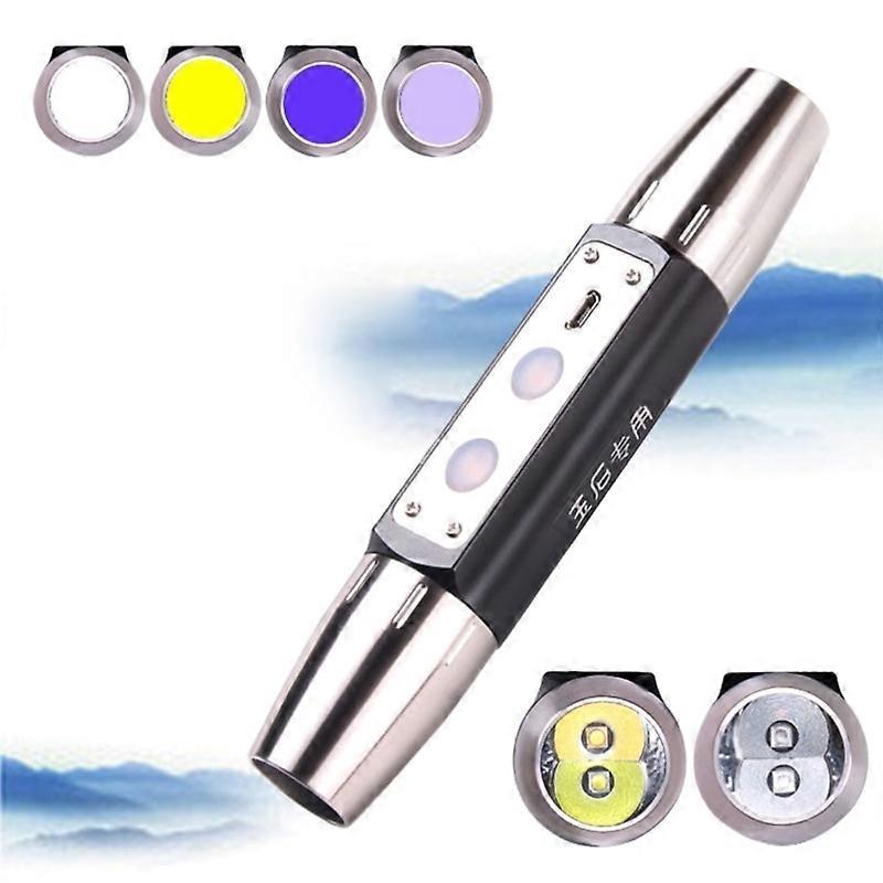 Led Uv Flashlight with 4 Light Sources 365nm Jade Gemstone Identification Jewelry with Built-in Rechargeable Battery