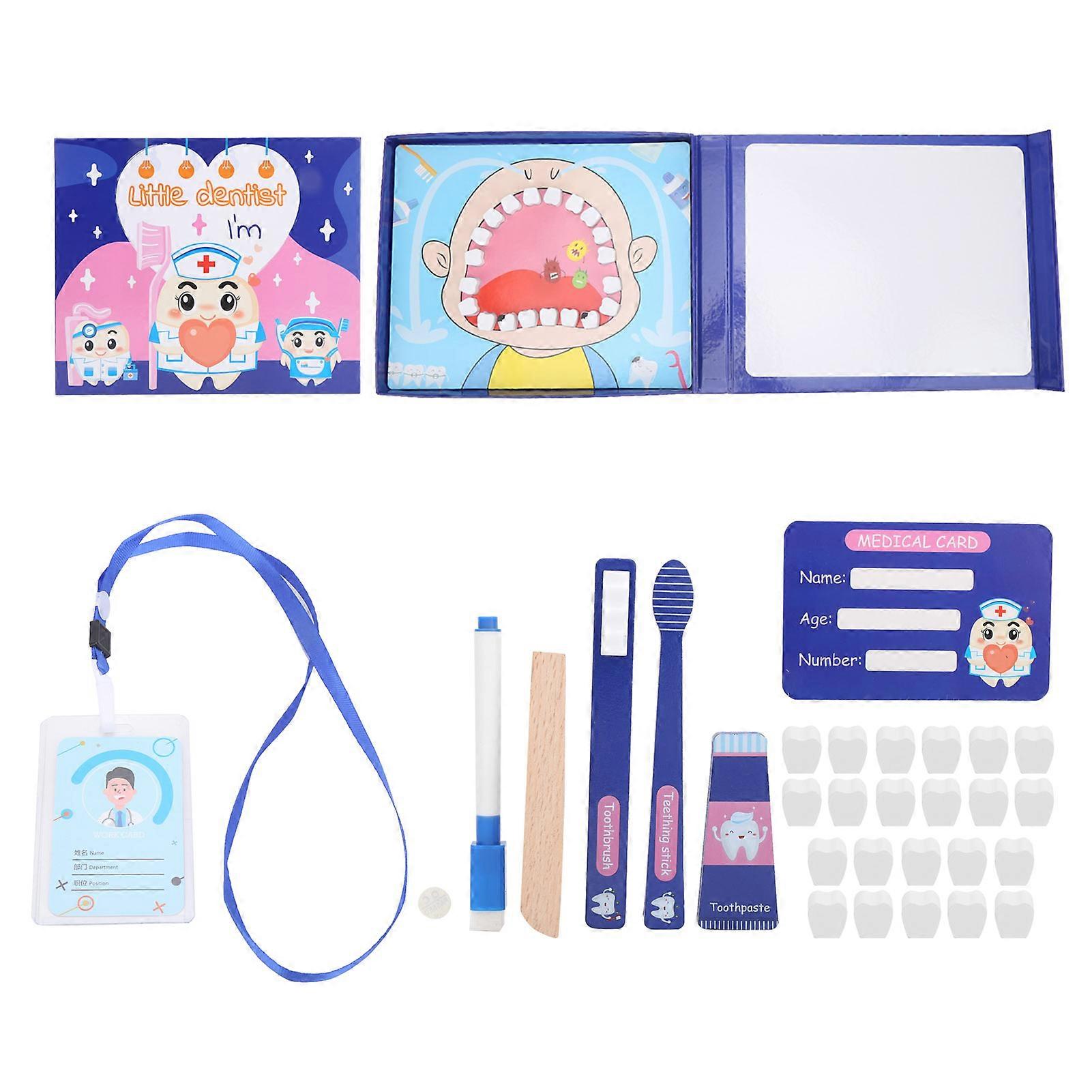 歯科医のおもちゃのシミュレーション歯のモデル子供医者のプレイセット木製のふり遊びのおもちゃ