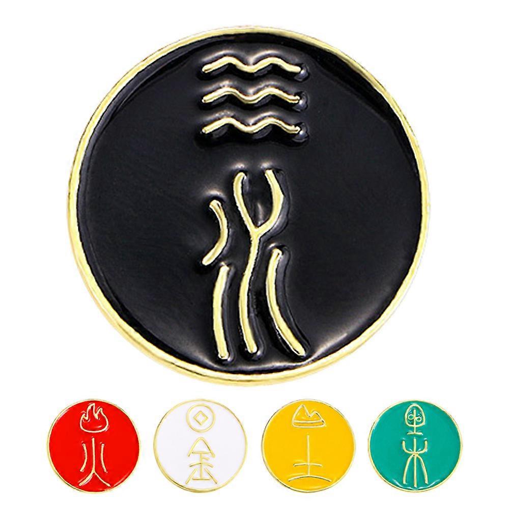 Chinese Character Ornaments Multi Color Alloy Brooch Pins Elegant Design Versatile Accessory for Decor 5pcs