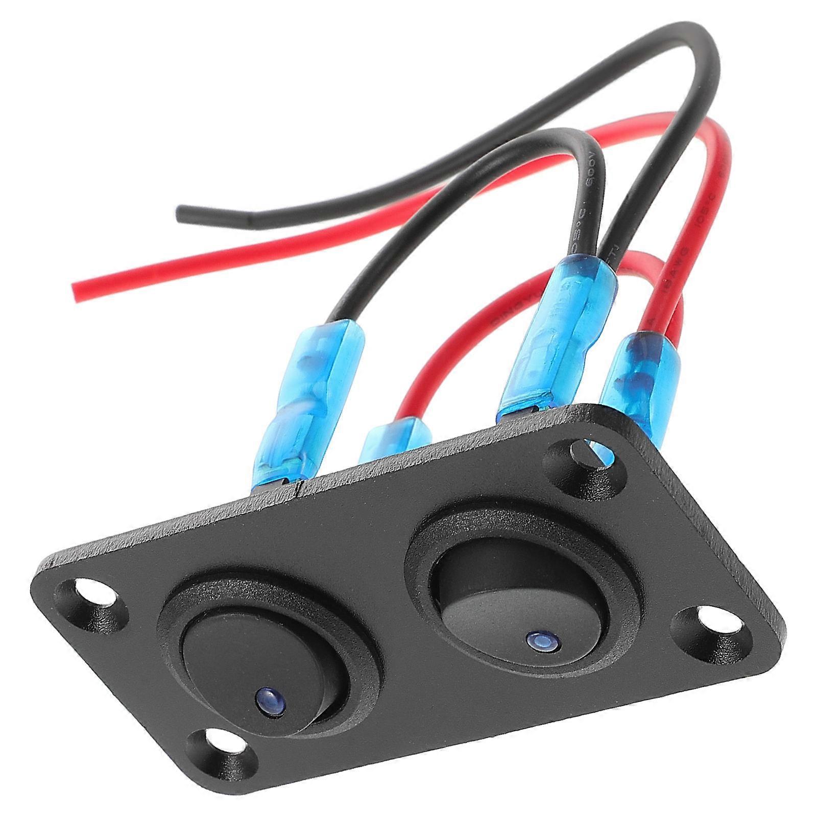 Toggle Switch Panel 2 Gang Rocker Switch Panel for Vehicle Marine Boat Automotive Switch Panel