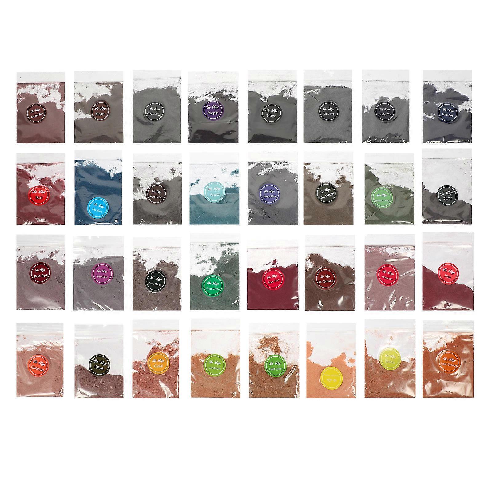 Assorted Color Tie Dye Powder for Tie Dyeing 32 Bags Set for DIY Fun
