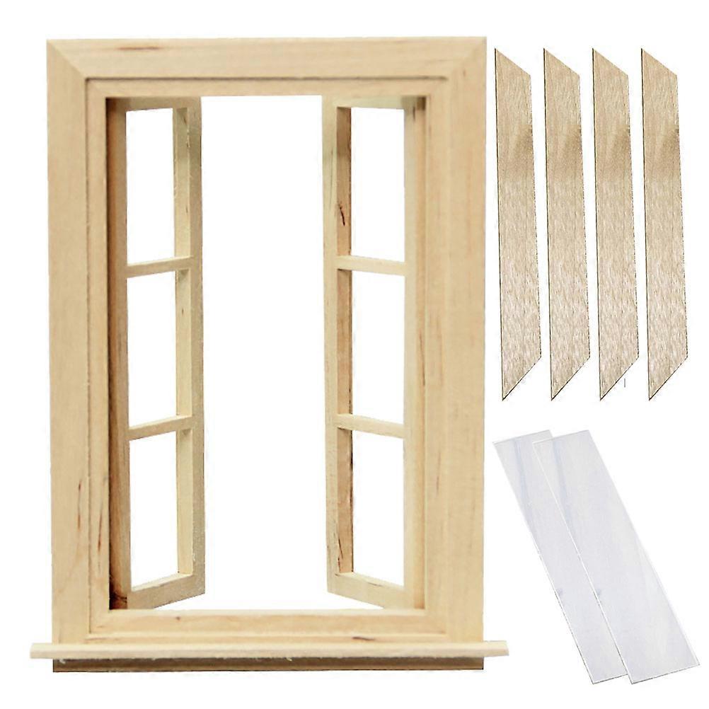Miniature Model Double-Opening Window 1:12 Scale Wood Realistic Design Kids
