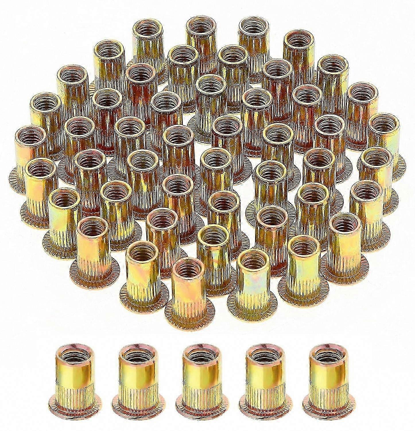 200pcs M3 Carbon Steel Flat Head Threaded Nuts