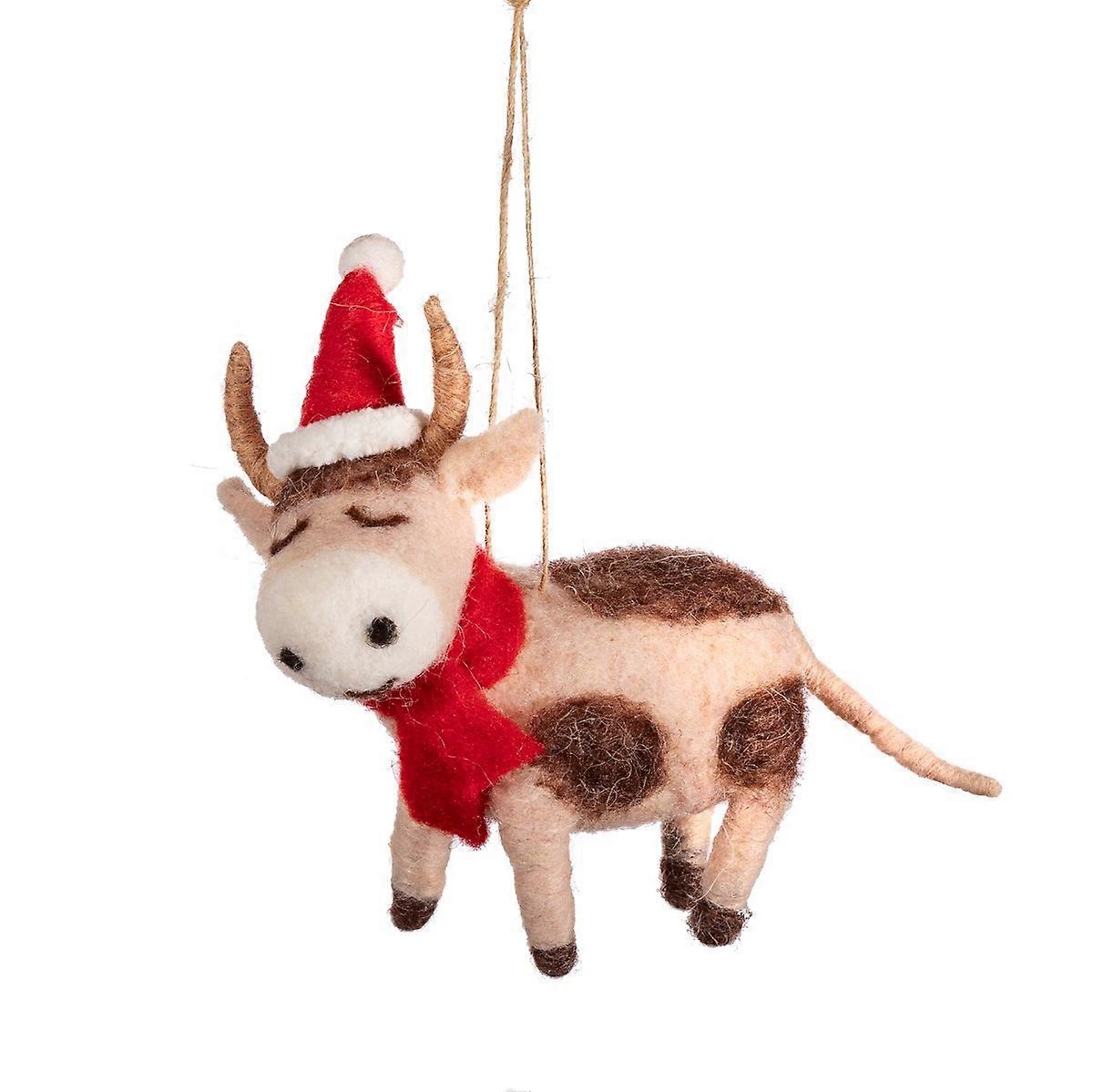 Sass & Belle Felt Cow Christmas Tree Decoration