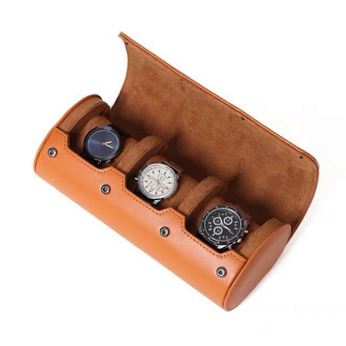 Watch Roll Travel Case Watch Box Organizer for Men with 3 Slots Watch Display Storage Portable Watch Case