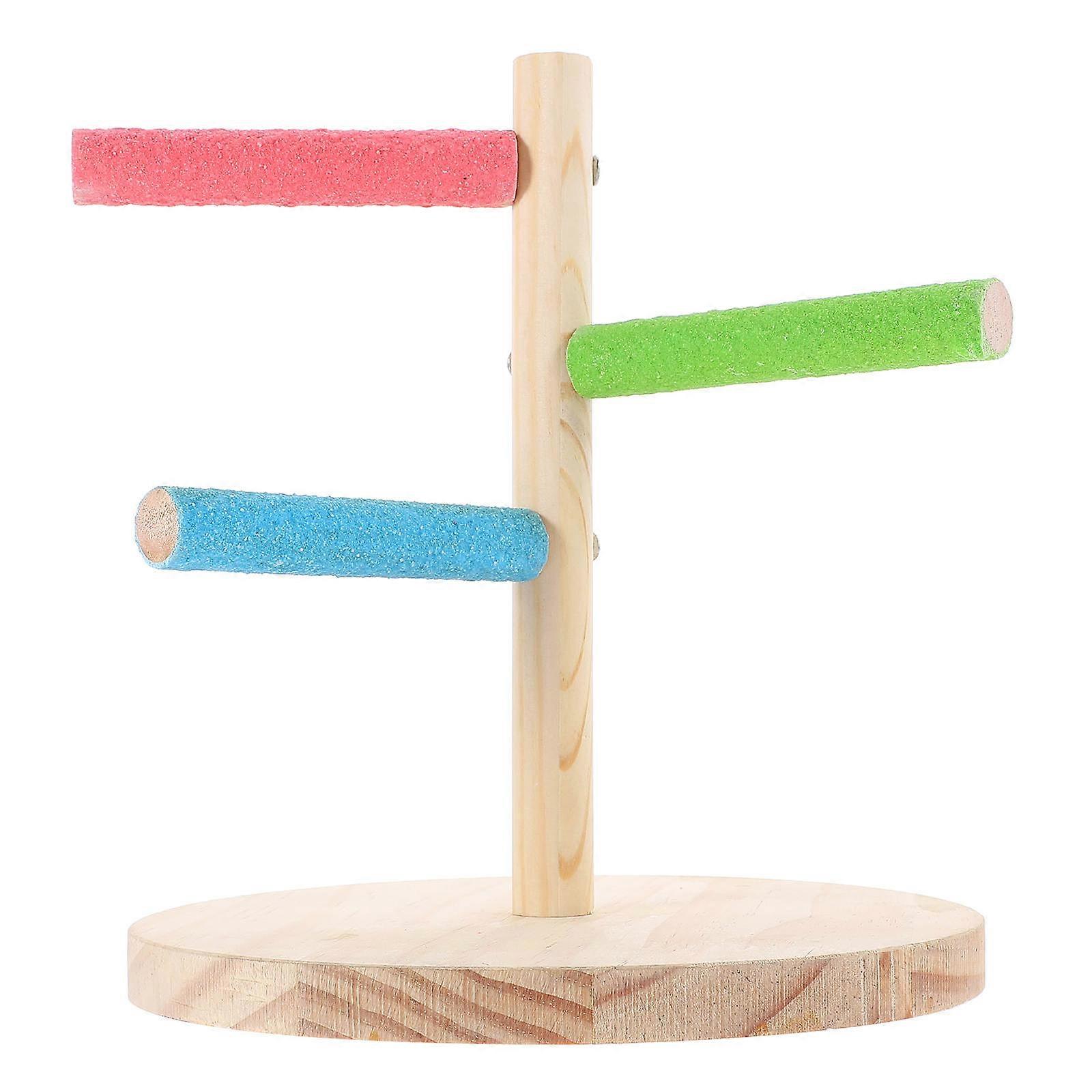 Wooden Bird Training Stand for Desk or Floor Safe Sturdy 7.8 Inches Wide Base