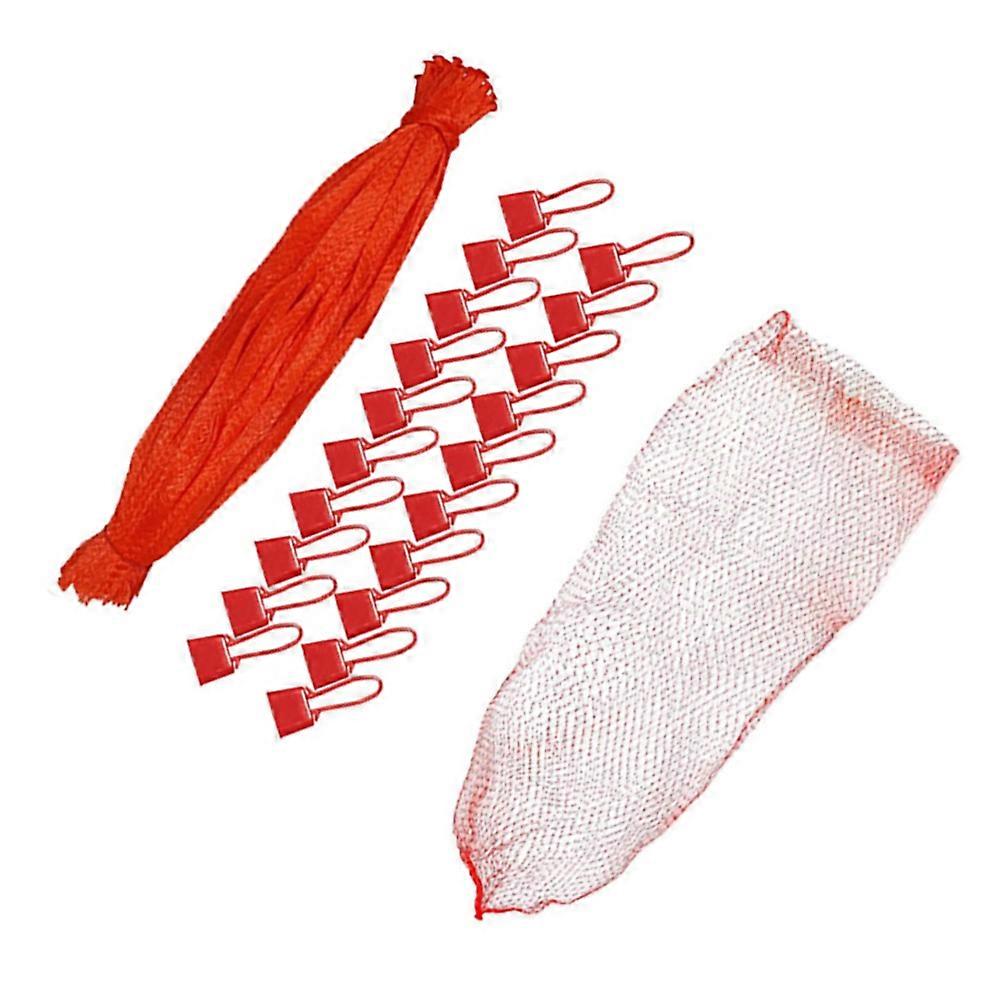 Red PP Material Storage Bags with Sealing Buckle for Fruits and Vegetables 100 Pieces