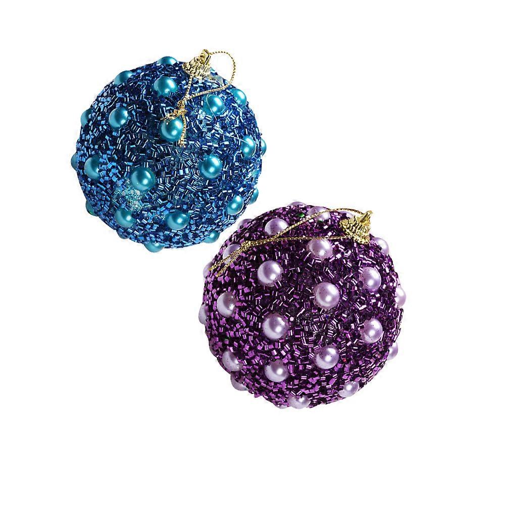 装飾的な吊り下げオーナメントクリスマスボール8cmアソートカラーホリデーデコレーション2個
