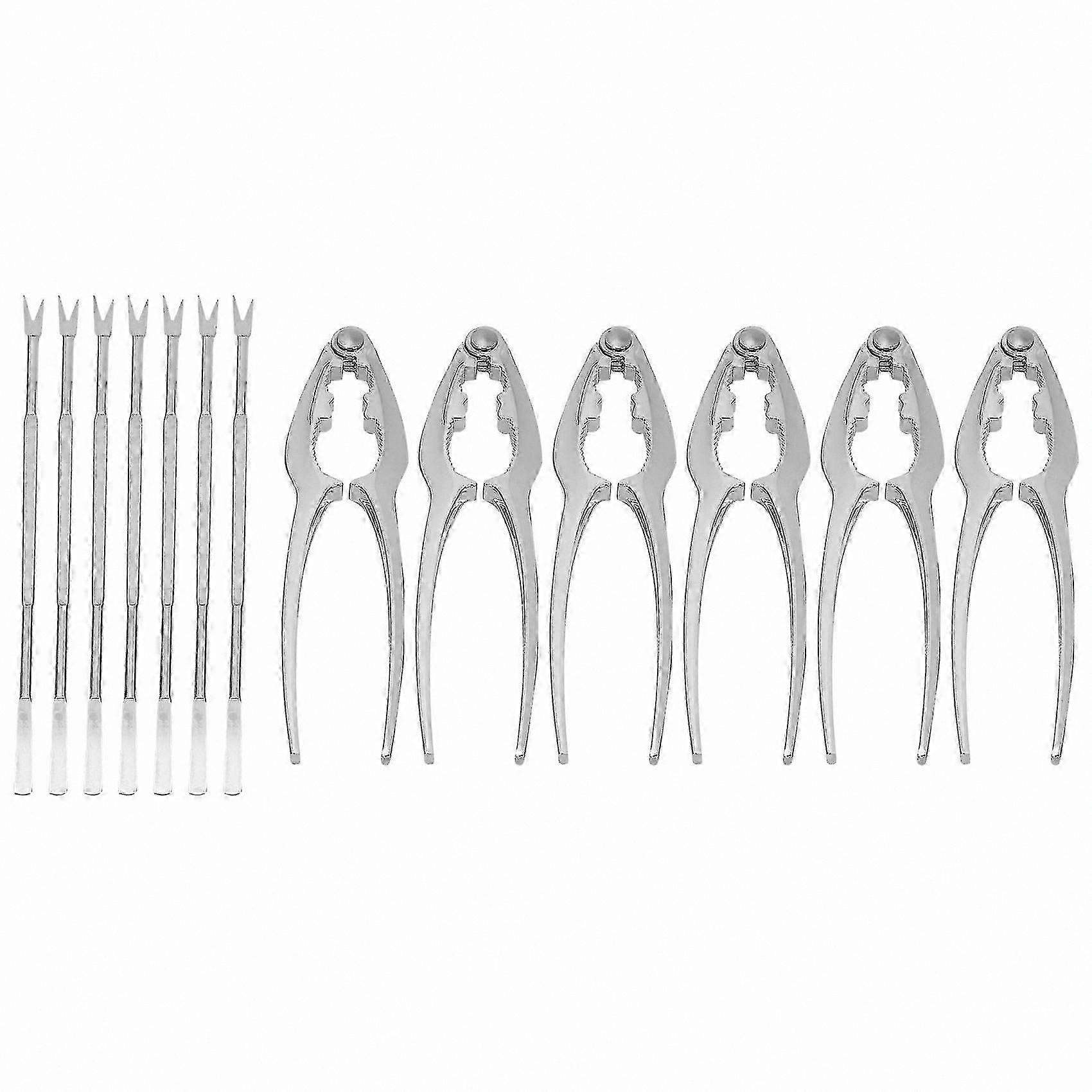 Seafood Dining Kit with 7 Forks and 6 Lobster Crackers Nut Clippers Tool Set