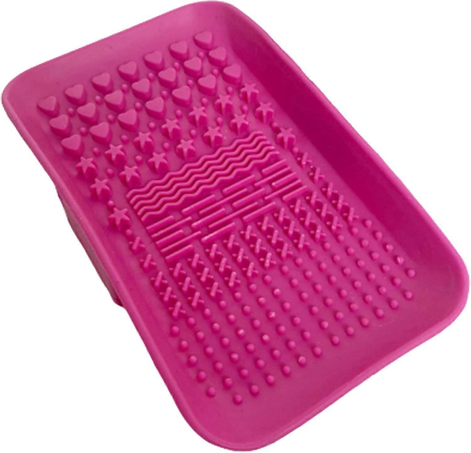 Pink Handheld Brush Cleaner - Portable Scrub Mat