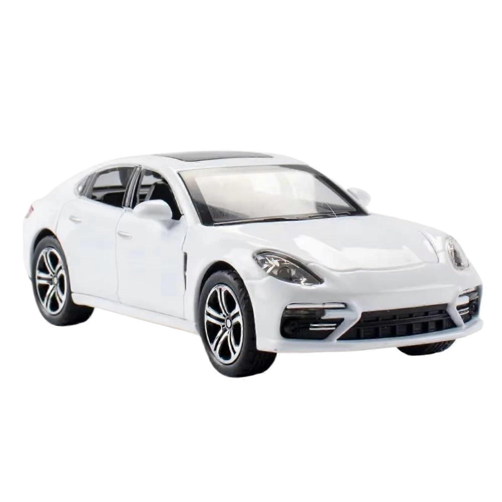 Macan Panamera 1:32 Scale Diecast Model Car with Sound and Light Pullback Mechanism in White Finish