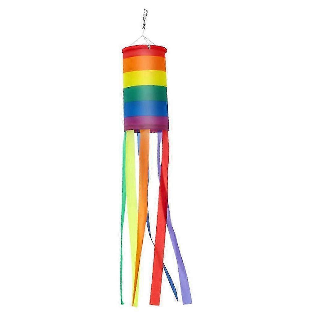 Vibrant rainbow windsock for cheerful British garden decorations