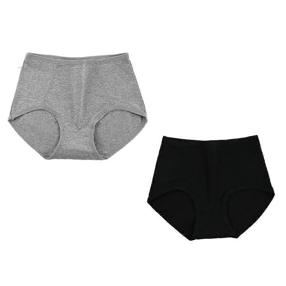 Women High Waist Underpants Triangle Cut Cotton Assorted Color Buttocks Shaping 2Pack