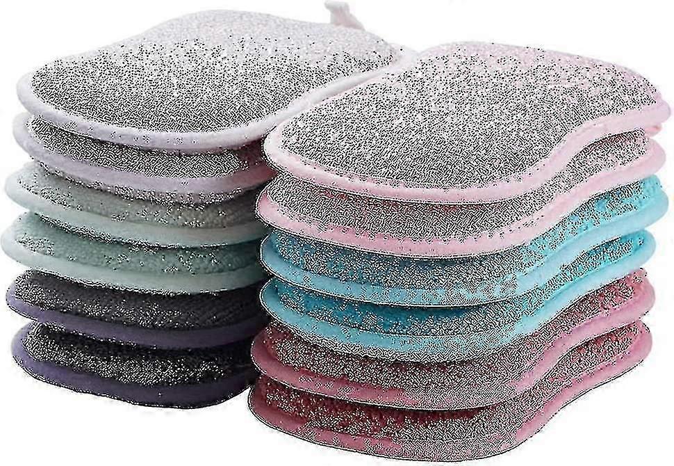 12 Pack Durable Scrub Scouring Sponge , Non-scratch Microfiber Sponge Along With