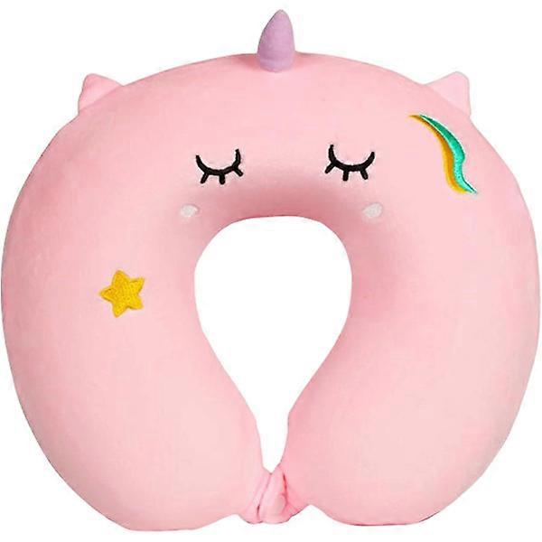 Pink Travel Pillow, Soft Memory Foam Neck Support for Adults and Kids, Lightweight and Portable U-Shape