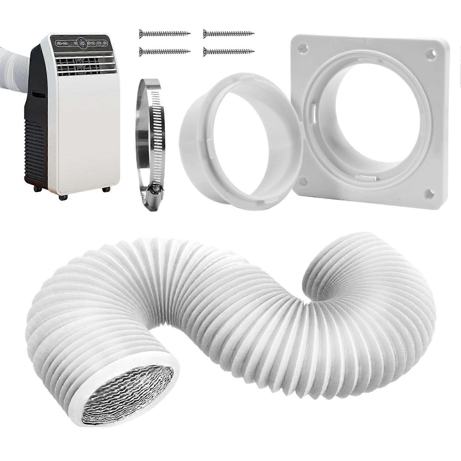 Portable AC Window Kit - Adjustable Dryer Vent Hose for Tight Spaces - Wall Mounted Exhaust Plate for Ventilation Systems