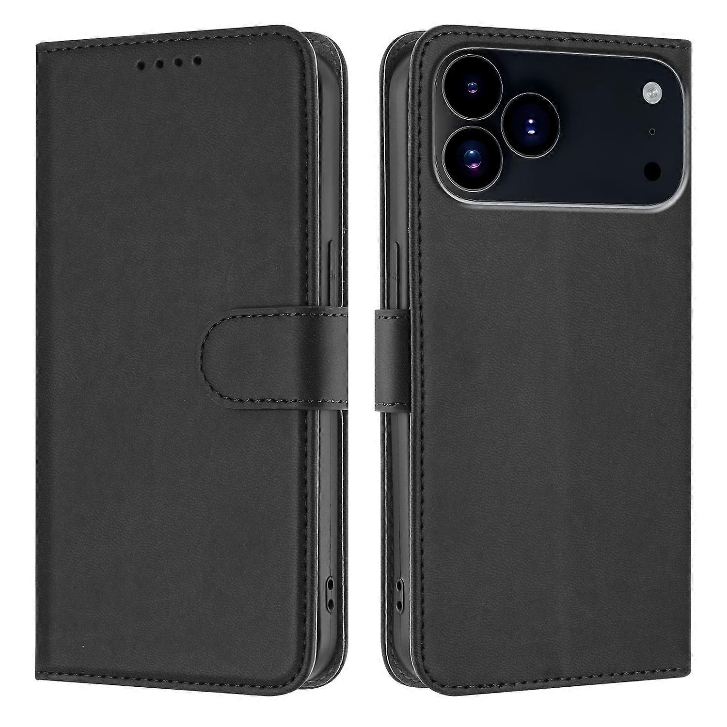 Compatible For iPhone 17 Pro Max Leather Case Solid Color Phone Cover with Wallet