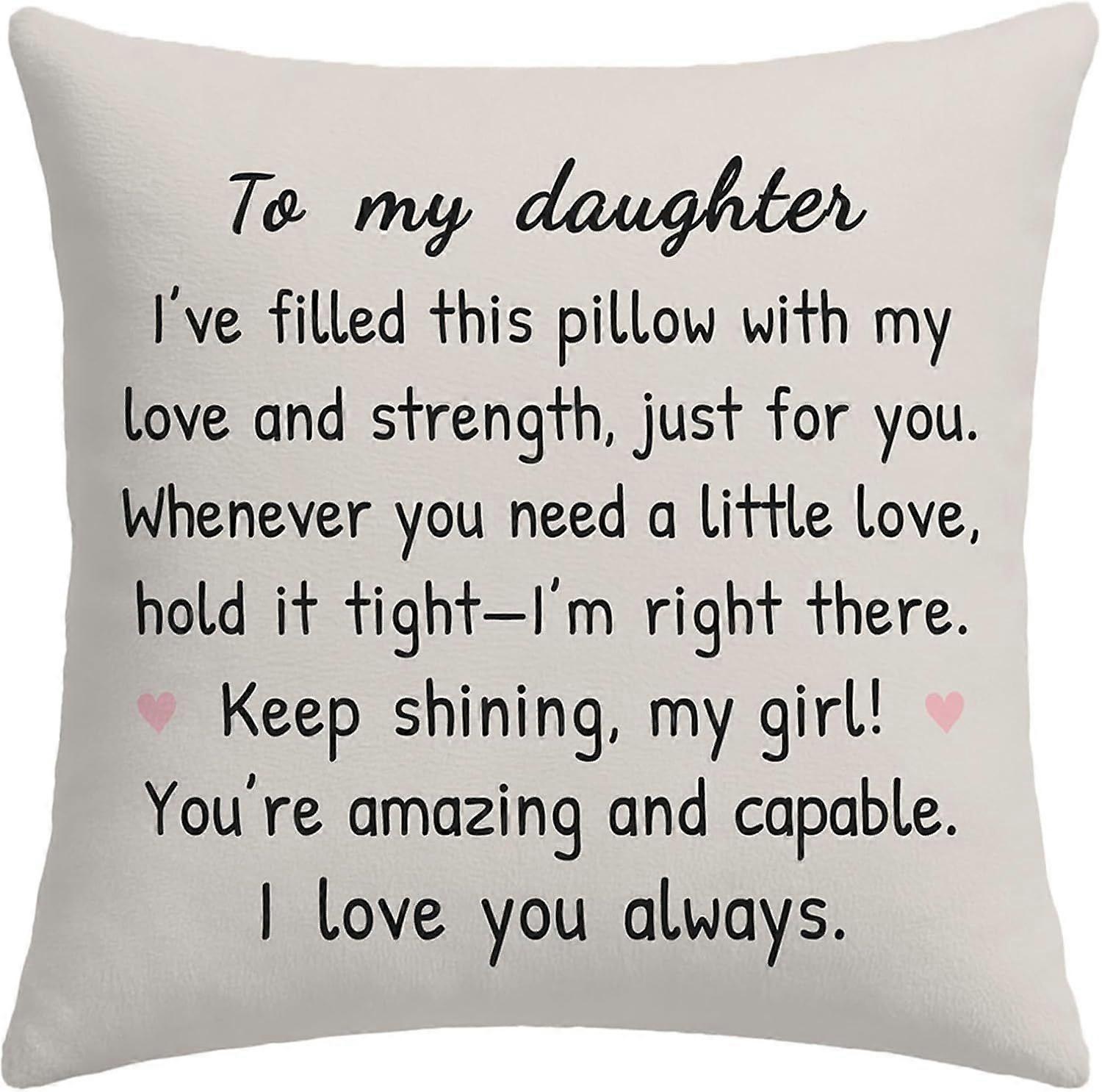 To My Daughter Printed Linen Throw Pillow Cover for Sofa Couch or Bed