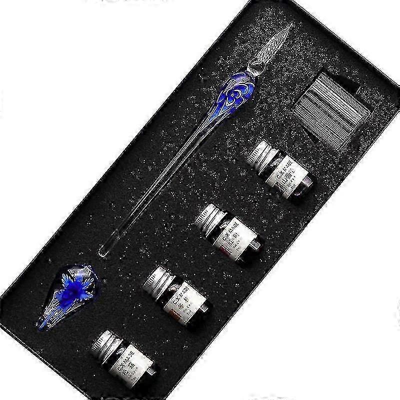 Crystal Glass Dip Pen Calligraphy Set Non-Carbon Ink Signature Writing Tool for Artistic Writing