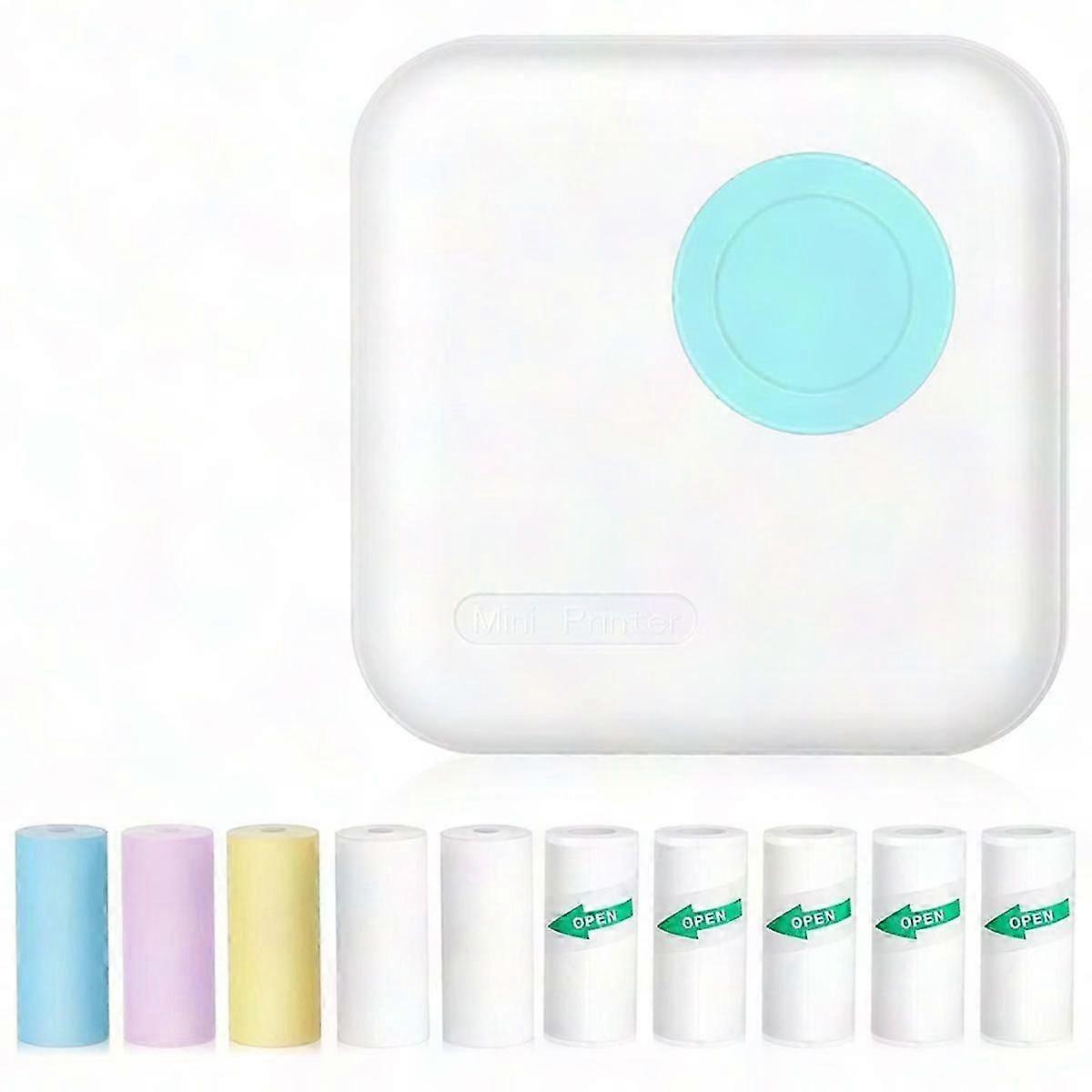 Mini Bluetooth Thermal Sticker Printer with 10 Rolls & Stickers for Photos, Receipts, Notes - Portable Fro