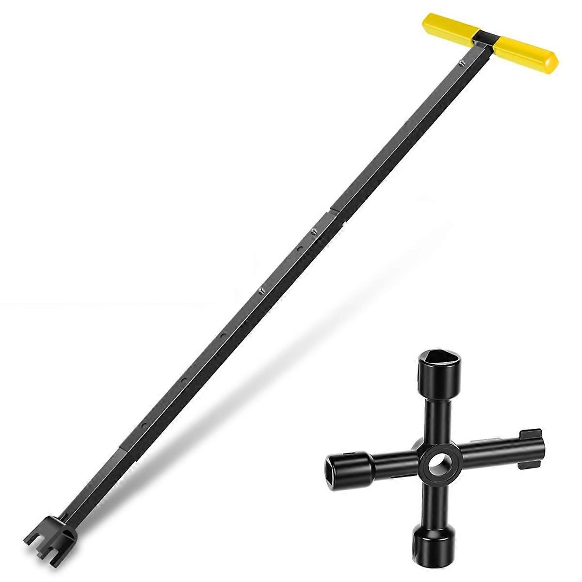Water Meter Key, 17-37 Inch Adjustable Length Water Shut Off Tool
