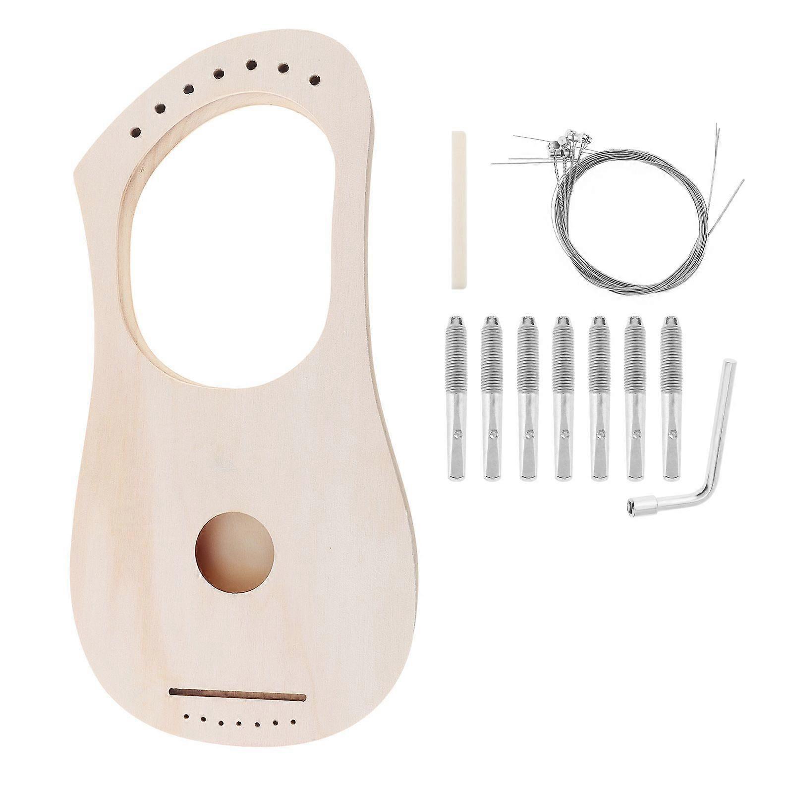 1 Set DIY Wooden Lyre Harp Kit for Beginners Create Your Own Musical Instrument Unique Decorative Art for Home Decor and Creative Enjoyment Beige