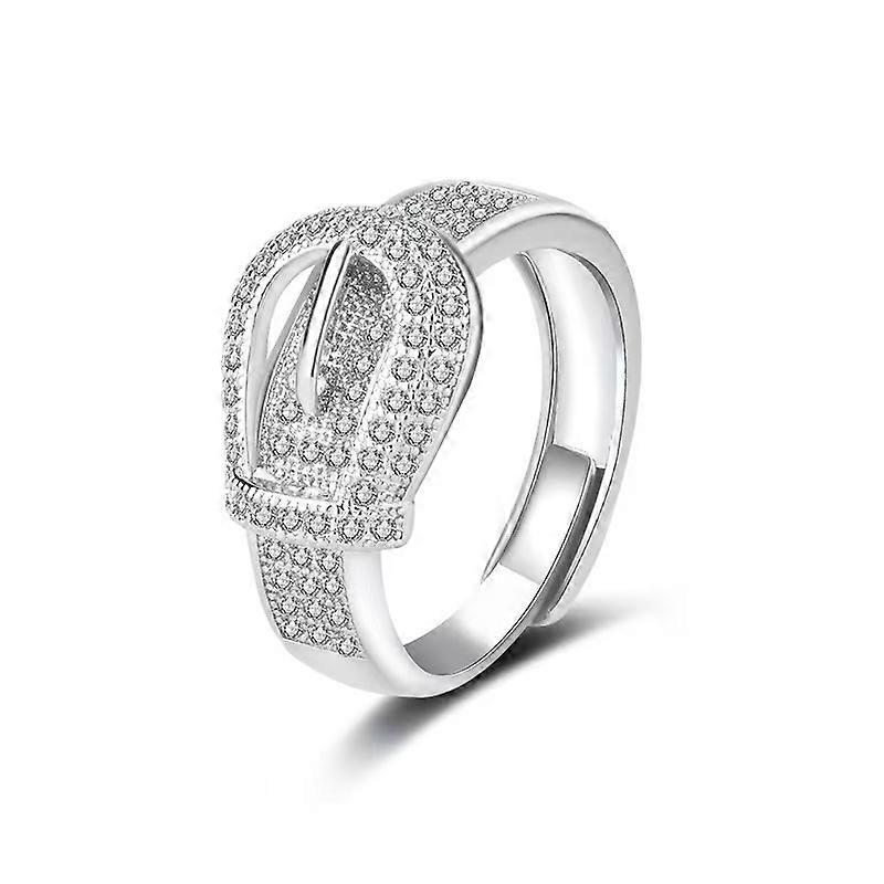 Women's Adjustable Buckle Ring, Micro Pave Zircon Ins Style Versatile Index Finger Ring