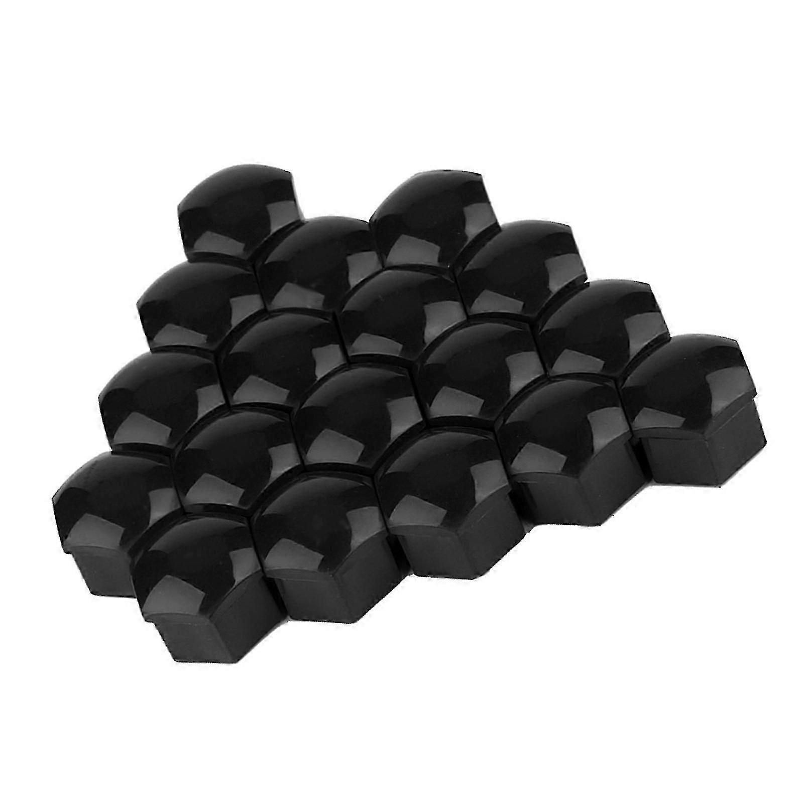 21mm Nut Car Wheel Auto Hub Screw Protection Anti Theft Cover Caps - 20 Pieces Black