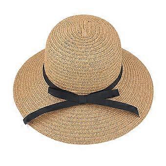 Ladies Women Sun Hat Straw Spring Summer Floppy Beach Brim Foldable Wide Y4U:K