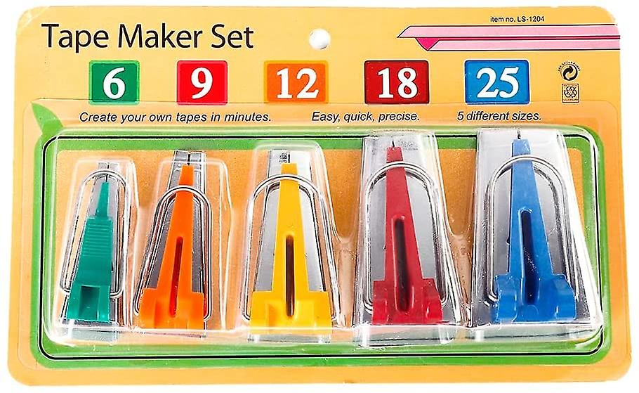 التحيز صانع الشرائط، 5 أحجام 1/4 "3/8" 1/2 "3/4" 1 "DIY التحيز أشرطة أدوات كيت لخياطة النسيج واللحف