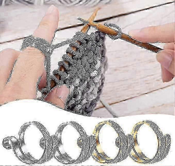 2pcs Knitting Crochet Loop Ring Adjustable Crochet Finger Ring Tension Ring Open Yarn Guide Finger Clip Crochet Thimble