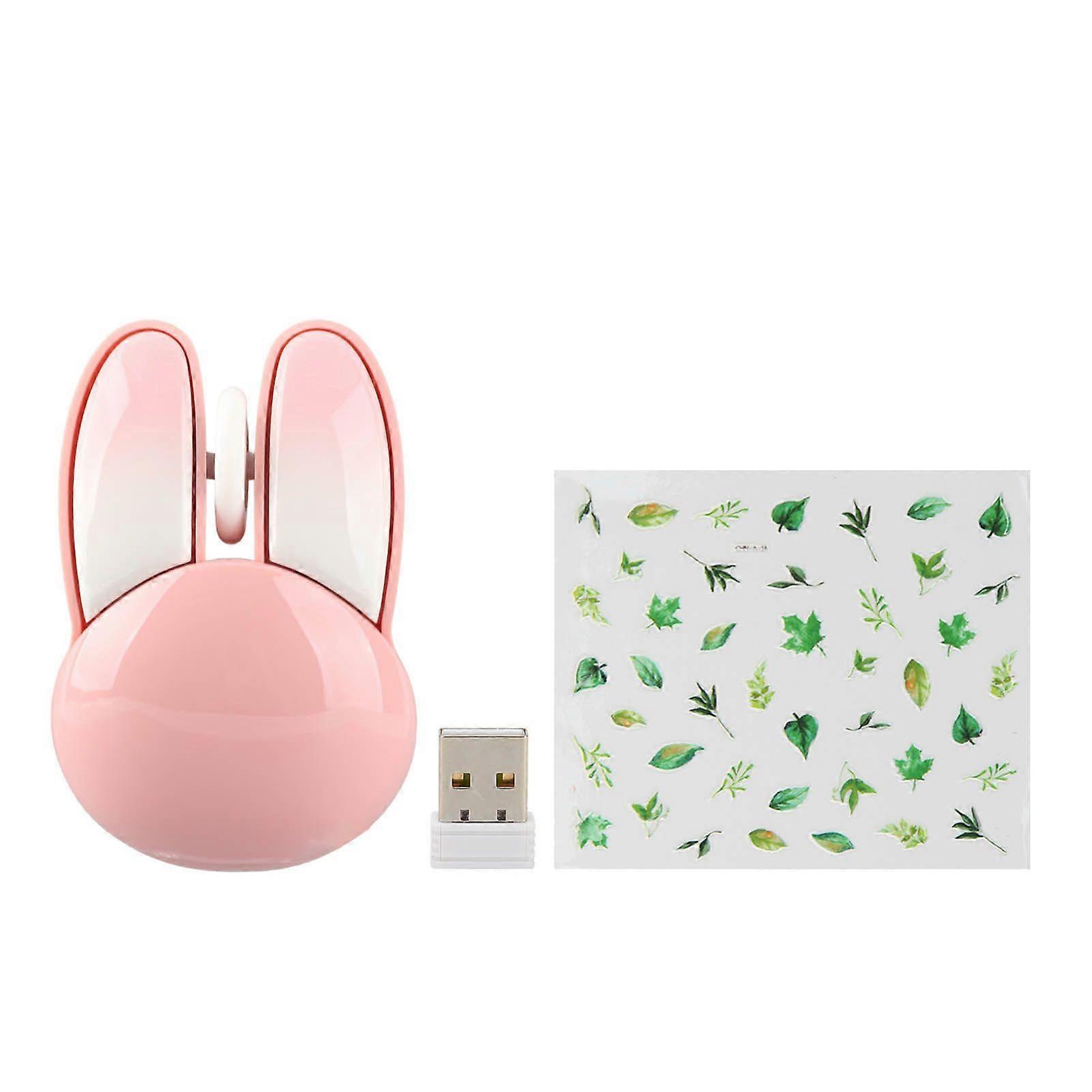 Cute Rabbit Wireless Mouse 2.4G Adjustable DPI Sensitivity 33ft Effective Range Battery Powered Silent Mouse Gaming Mice Pink
