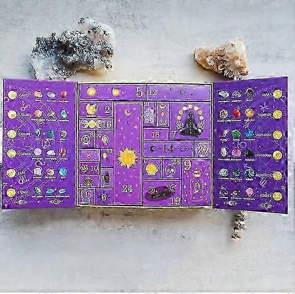 suitable for Reiki Crystal Halloween Countdown Gift Box, 2025 Halloween Advent Calendar with Mystical Crystals,The Magic of Healing and Energy Transfe